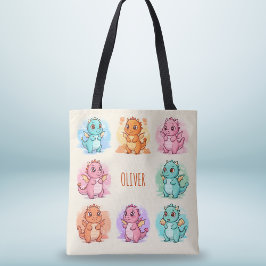 Speelse Baby Dragons gepersonaliseerd Tote Bag
