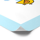 Speelse Baby Eenden Blauw Monogram Siertuin Muurku Poster (Hoek)