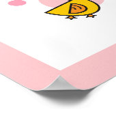 Speelse Baby Eenden Roze Monogram Kinderkamer Muur Poster (Hoek)