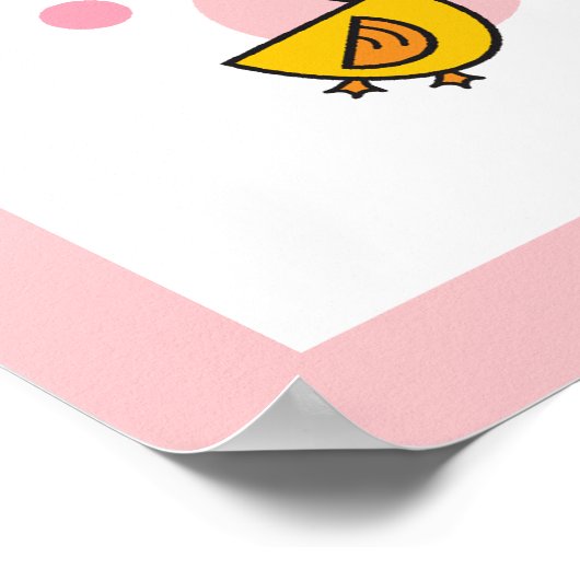 Speelse Baby Eenden Roze Monogram Siertuin Muurkun Poster (Hoek)