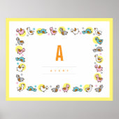 Speelse Baby Eendjes Kids Monogram Kinderkamer Muu Poster (Voorkant)