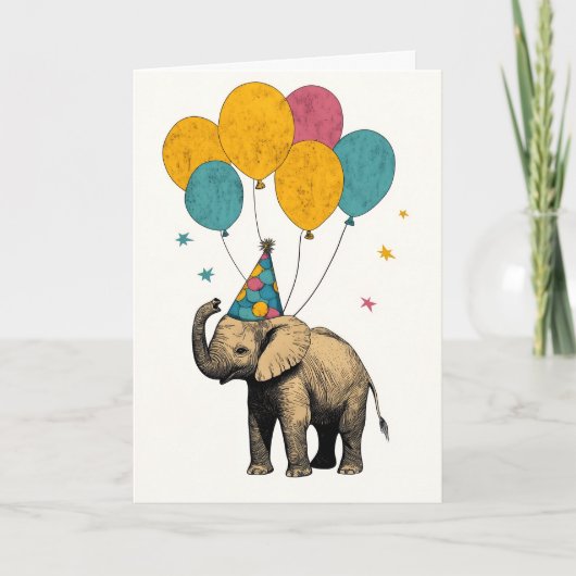 Speelse Baby Elephant Verjaardag Wenskaart Kaart (Voorkant)