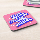 Speelse Baby, het is koud buiten het winterontwerp Bier Onderzetter (Linkerzijde)