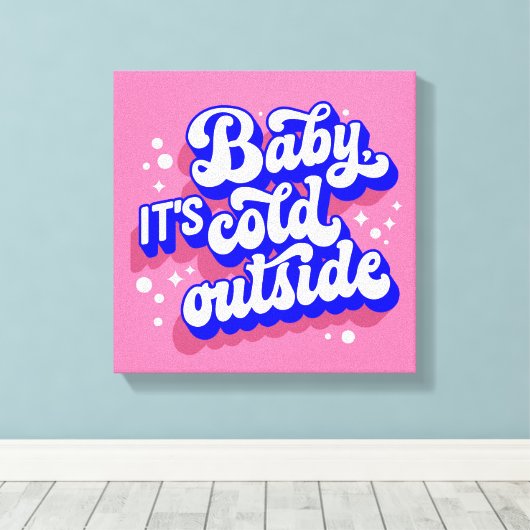 Speelse Baby, het is koud buiten het winterontwerp Canvas Afdruk (Insitu (Houten vloer))