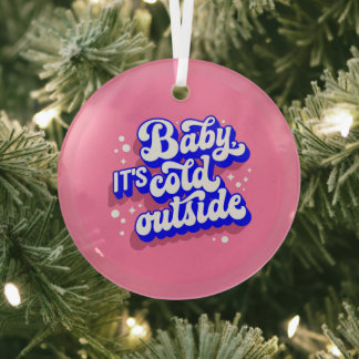 Speelse Baby, het is koud buiten het winterontwerp Glas Ornament