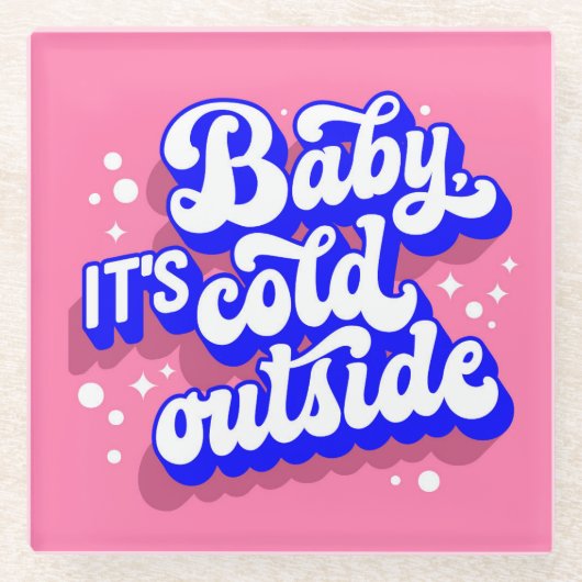 Speelse Baby, het is koud buiten het winterontwerp Glazen Onderzetter (Voorkant)