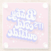 Speelse Baby, het is koud buiten het winterontwerp Glazen Onderzetter (Achterkant)