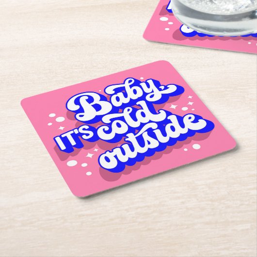 Speelse Baby, het is koud buiten het winterontwerp Kartonnen Onderzetters (Schuin)