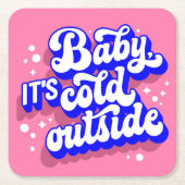 Speelse Baby, het is koud buiten het winterontwerp Kartonnen Onderzetters (Voorkant)