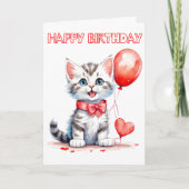 Speelse Baby Kitten Happy Birthday Kaart (Voorkant)