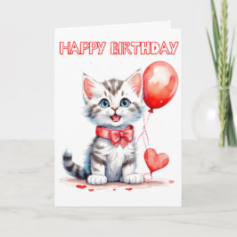 Speelse Baby Kitten Happy Birthday Kaart