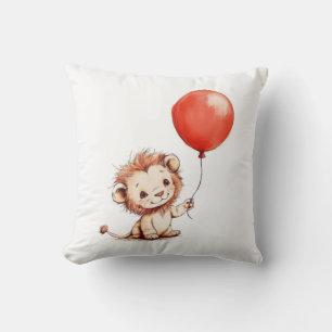 Speelse Baby Lion met rode ballon Kussen