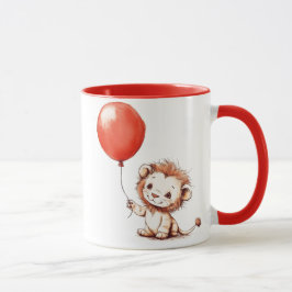 Speelse Baby Lion met rode ballon Mok