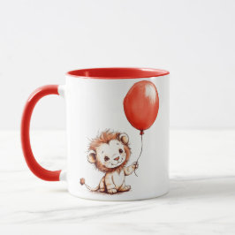 Speelse Baby Lion met rode ballon Mok