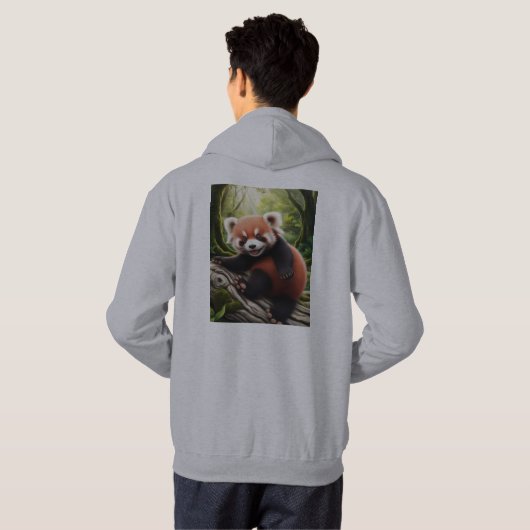 Speelse Baby Red Panda Forest Design Hoodie (Achterkant volledig)