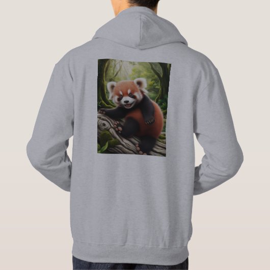 Speelse Baby Red Panda Forest Design Hoodie (Achterkant)