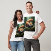 Speelse Baby Red Panda op een Log T-shirt (Unisex)