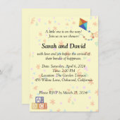 Speelse Baby shower Uitnodiging met Kite en Cubes (Voorkant / Achterkant)