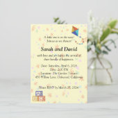 Speelse Baby shower Uitnodiging met Kite en Cubes (Staand voorkant)