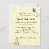 Speelse Baby shower Uitnodiging met Kite en Cubes (Voorkant)