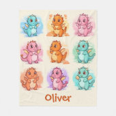 Speelse Babydraken Gepersonaliseerd Fleece Deken (Voorkant)