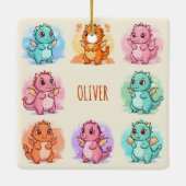 Speelse Babydraken Gepersonaliseerd Keramisch Ornament (Achterkant)