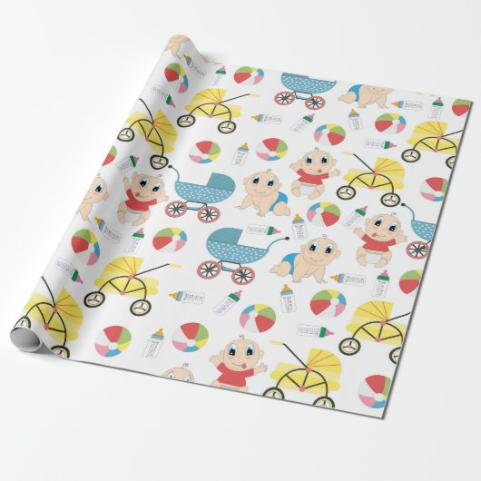 Speelse baby's cadeaupapier (Uitgerold)