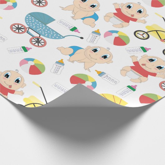 Speelse baby's cadeaupapier (Hoek)