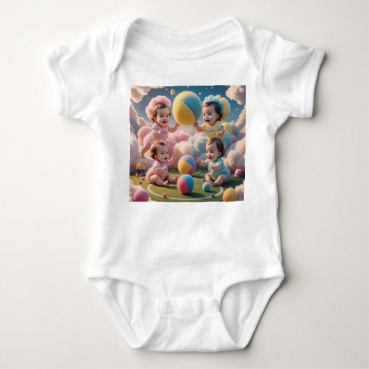 Speelse Baby's met Kleurrijke Ballen - Schattige K Romper (Voorkant)