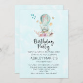 Speelse babysbabykonijn op een ballon verjaardagsf kaart (Voorkant / Achterkant)