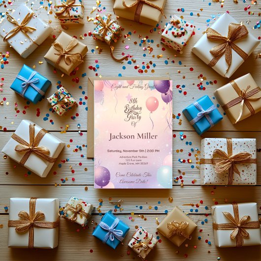 Speelse Ballonverjaardagsuitnodiging met Schattige Kaart