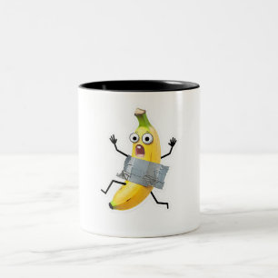 Speelse bananenbuis-getapte Cartoon Tweekleurige Koffiemok