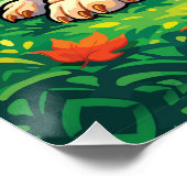 Speelse Basset Hound Herfstbladeren Cartoon Perfect Poster (Hoek)