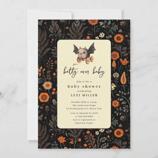 Speelse Batty over Baby shower Kaart (Voorkant)