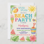 Speelse Beach Party Verjaardag Uitnodiging & Decor (Voorkant)