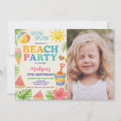 Speelse Beach Party Verjaardag Uitnodiging & Decor (Voorkant)