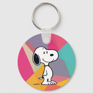Speelse Beagle Cartoon Geometrische Pop Art Sleutelhanger