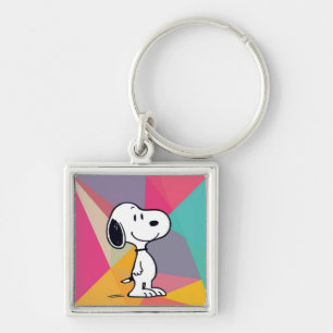 Speelse Beagle Cartoon Geometrische Pop Art Sleutelhanger