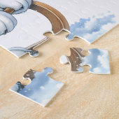 Speelse Beagle Dog Kerstmisslee Puppy Legpuzzel (Zijkant)