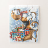 Speelse Beagle Dog Kerstmisslee Puppy Legpuzzel (Verticaal)