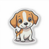 Speelse Beagle Puppy – Chibi Stijl Sticker (Voorkant)