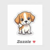 Speelse Beagle Puppy – Chibi Stijl Sticker (Vel)
