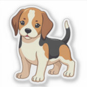 Speelse Beagle Puppy – Mooie Pastel Stijl Sticker (Voorkant)
