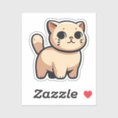 Speelse Beige Cartoon Cat – mollig Kat met staart Sticker (Vel)