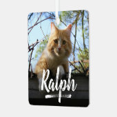 Speelse belettering Huisdier Foto Kerstmis Metalen Ornament (Voorkant links)