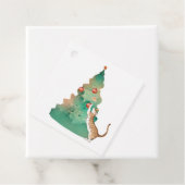 Speelse Bengaalse kat met een kerstboom cadeau Lab Bedankjes Labels (In situ)