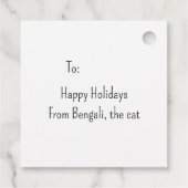 Speelse Bengaalse kat met een kerstboom cadeau Lab Bedankjes Labels (Achterkant)