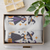 Speelse betoverende heksen en skeletten Halloween Tissuepapier (Geschenk)