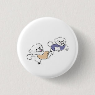 Speelse Bichon Frise Honden Duo Aangepast Cadeau Ronde Button 3,2 Cm