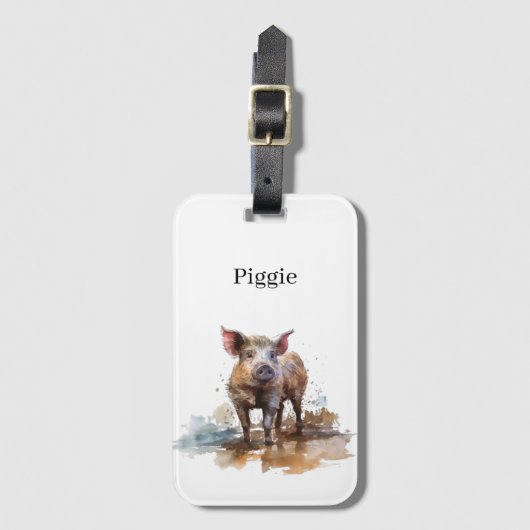Speelse Biggetje, op maat Bagagelabel (Voorkant (verticaal))